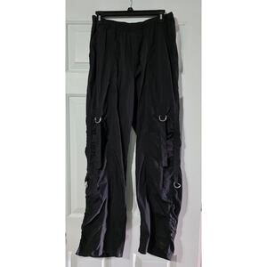 PacSun Ruched Low Rise Black Pull-On Pants Cargo Parachute Size Small